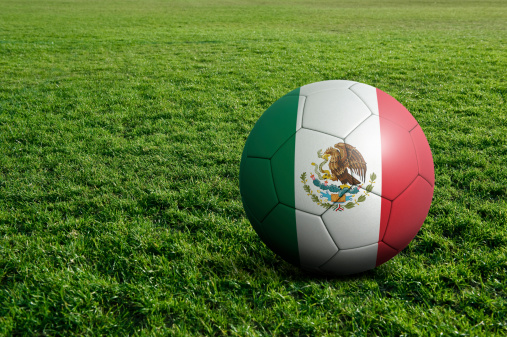 Soccer football ball with Mexico flag