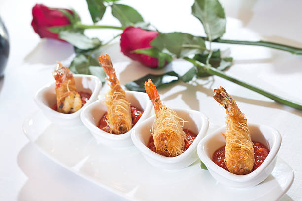 Camarón alimentos para el día de San Valentín - foto de stock