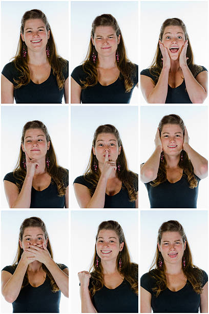 istock Young woman making facial expressions 465452631