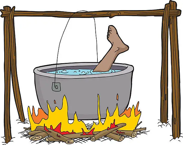 Vector illustration of Isolated Foot in Campfire Kettle