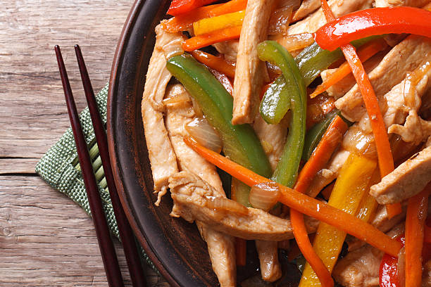 istock chicken with vegetables macro and chopsticks top view 465453174