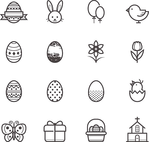 ilustrações de stock, clip art, desenhos animados e ícones de ícones de páscoa - easter egg religion cross spirituality