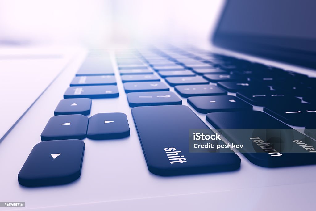 laptop keyboard Close up of modern laptop black keyboard 2015 Stock Photo