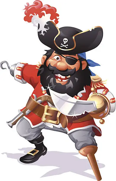 Vector illustration of Pirate Captain Blackbeard