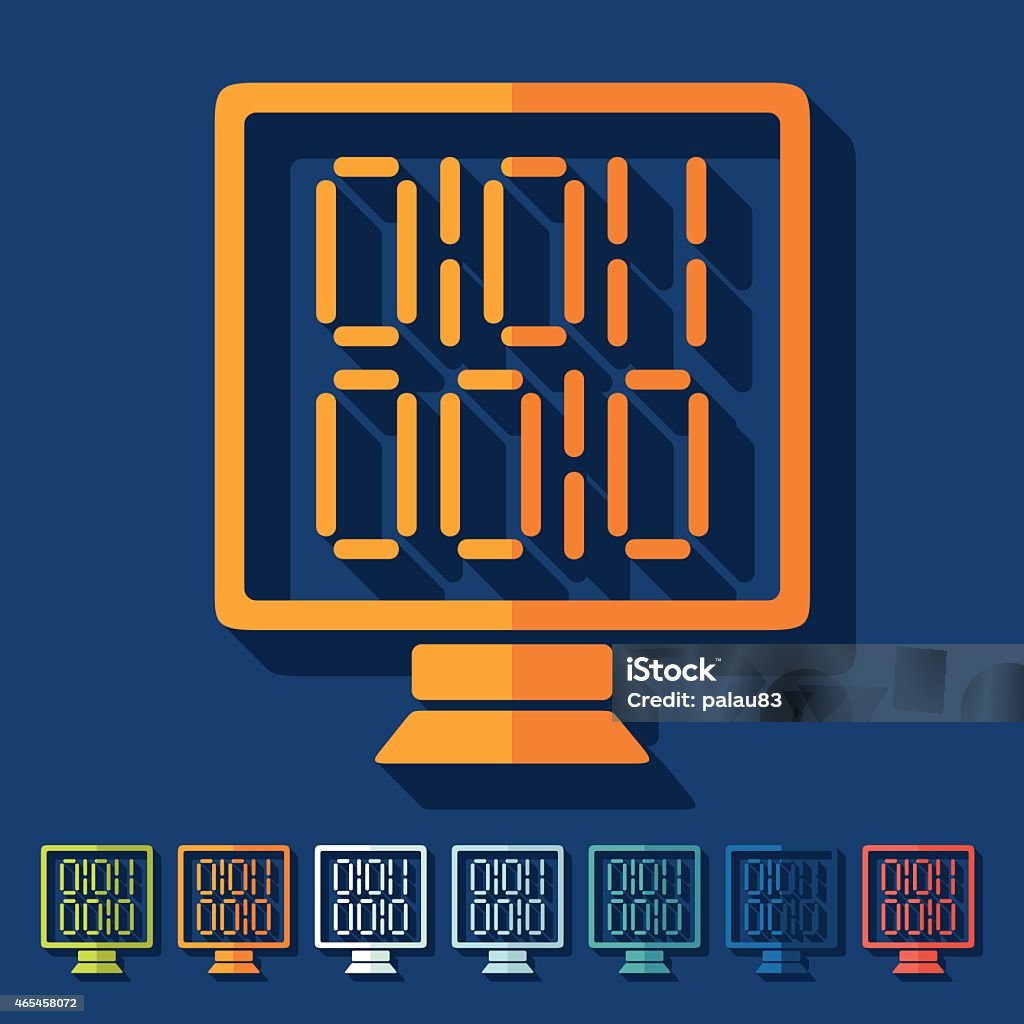 Flat Design Computer Screen With Binary Stock Illustration - Download ...