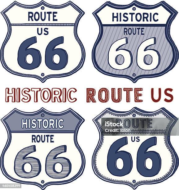 Route 66 Road Signs Stock Illustration - Download Image Now - Route 66, Computer Graphic, Adventure