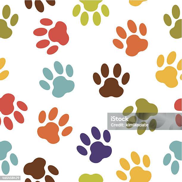 Colorful Dog Paw Print Vector Pattern Stock Illustration - Download Image Now - Pattern, Paw Print, Dog