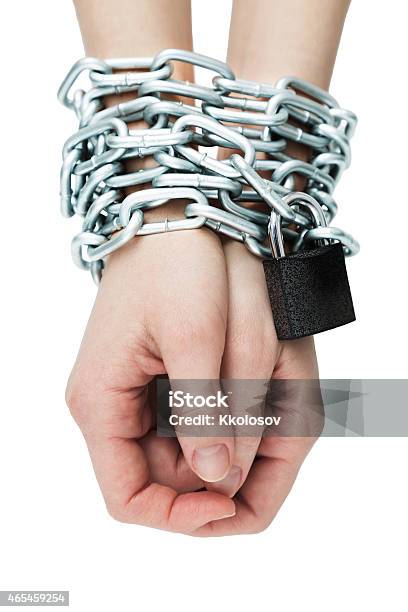 Hands Tied Chain Stock Photo - Download Image Now - 2015, Adult, Chain - Object