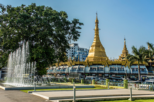 Sule Pagoda next to bandoola park in central Yangon