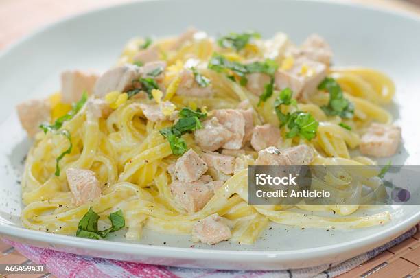 Spaghetti With Salmon And Herbs Stock Photo - Download Image Now - Cheese, Close-up, Cooked