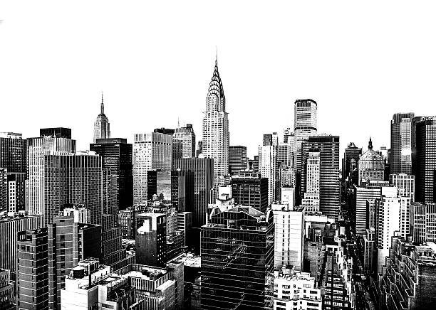 Manhattan skyline in black and white