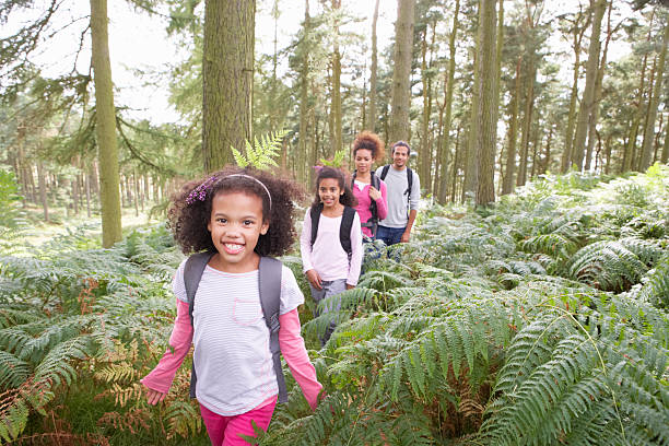istock Family Group Hiking In Woods Together 465463035