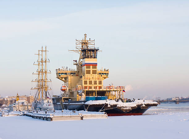 istock Ships in winter, St. Petersburg 465463831