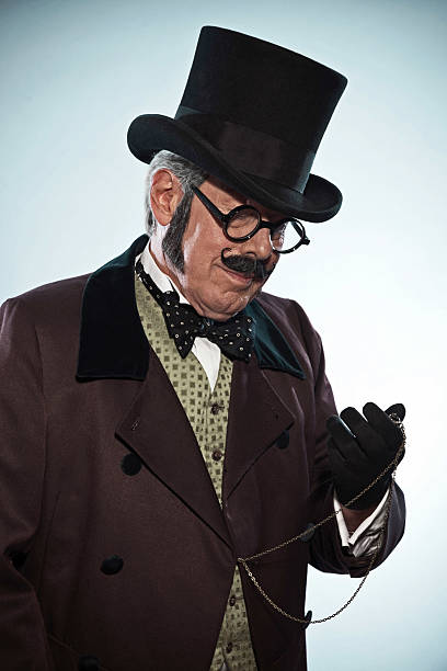 istock Retro dickens style man with mustache and hat. 465464153