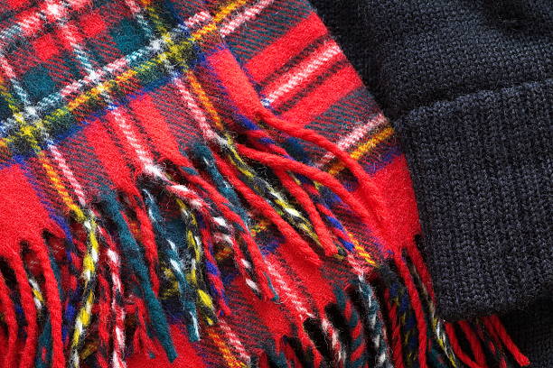 istock Close - up Warm knitted scarf red 465465650