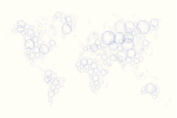 illustrations, cliparts, dessins animés et icônes de abstrait carte du monde fait de bulles de savon - soap sud water froth bubble