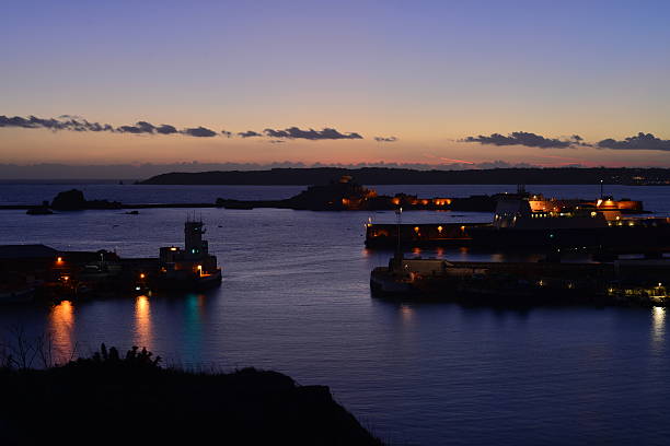 Looking over an entrance of a port.