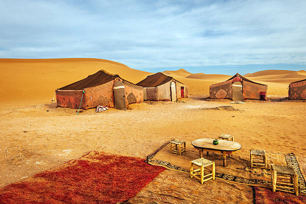 The carpet tents Berber Camp in Erg chigaga, Morocco on a calm day.Nikon D3x
