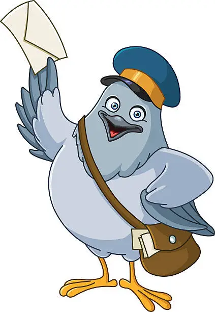 Vector illustration of Carrier pigeon cartoon