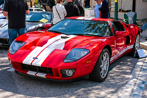 Sarasota, FL, USA - February 21, 2015: 2006 Ford GT on display at the Sarasota Exotic Car show