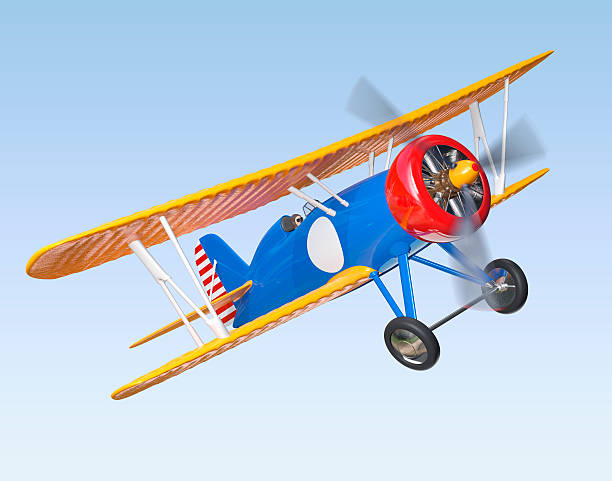 istock Yellow and blue biplane flying in the sky 465471794
