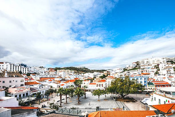 Albufeira, Algarve. View to centre of Albufeira, Algarve, Portugal. faro district portugal photos stock pictures, royalty-free photos & images