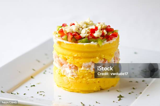 Peruvian Dish Shrimp Causa Stock Photo - Download Image Now - Peru, Food, Plate