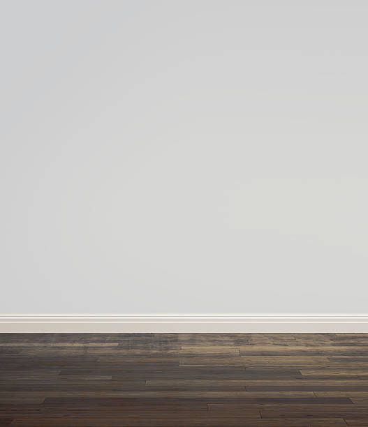 istock Empty grey room with dark wood floor 465472840