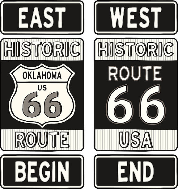 оклахома маршрут 66 дороге организма - route 66 sign road thoroughfare stock illustrations