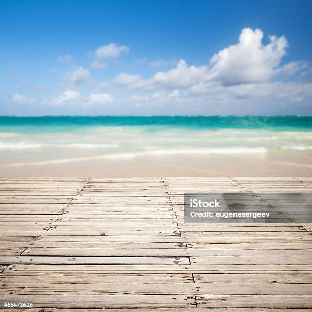 Wooden Pier And Blurred Sea Landscape On A Background Stock Photo - Download Image Now