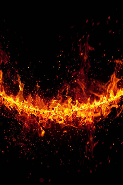 istock Fire line and bright sparks isolated on black background 465473971