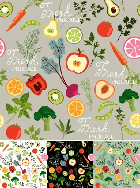 Vector illustration of Seamless Fresh Produce Background