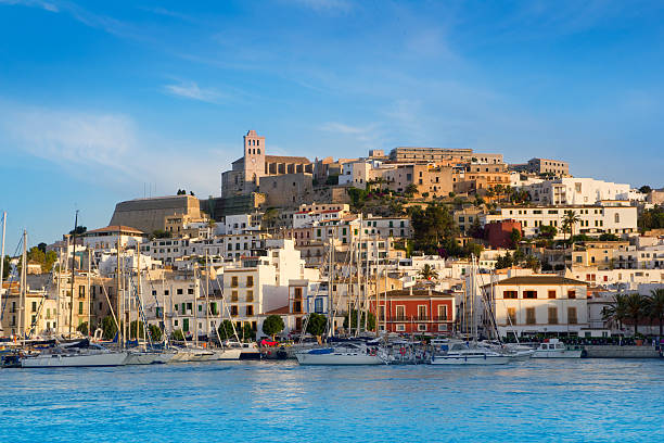 istock Ibiza Eivissa town with blue Mediterranean 465478844