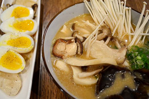 istock Vegetarian noodles and soft boiled eggs 465479183