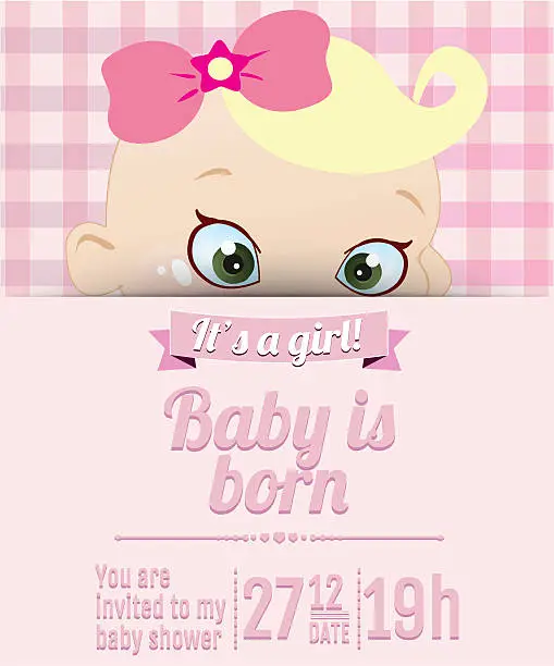 Vector illustration of Baby girl shower card