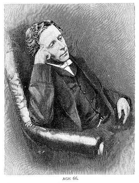 Vintage engraving of Lewis Carroll (Charles Lutwidge Dodgson) the author of Alice in Wonderland, Age 66