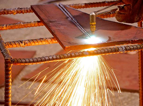 istock Oxygen and acetylene torch cutting steel with sparks 465480256