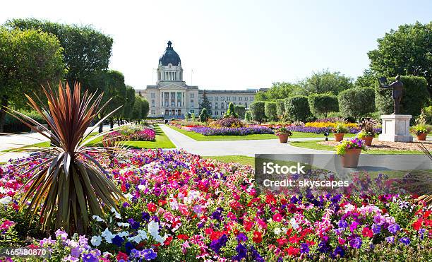 Queen Elizabeth Ii Gardens At Saskatchewan Legislative Building Stock Photo - Download Image Now