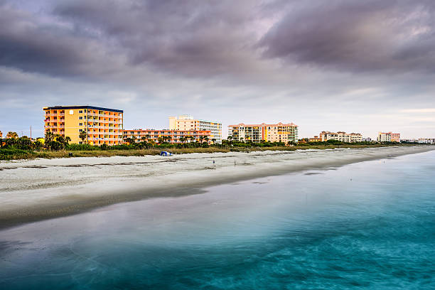 Cocoa Beach, Florida Cocoa Beach, Florida beachfront hotels and resorts. cocoa beach stock pictures, royalty-free photos & images