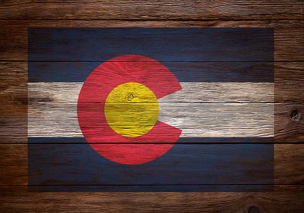 Flag of Colorado stenciled on wood