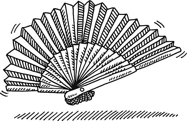 Vector illustration of Folding Fan Accessory Drawing