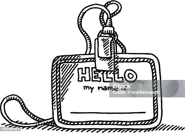 Blank Hello Name Tag Drawing Stock Illustration - Download Image Now - Name Tag, Hello - Single Word, Identity