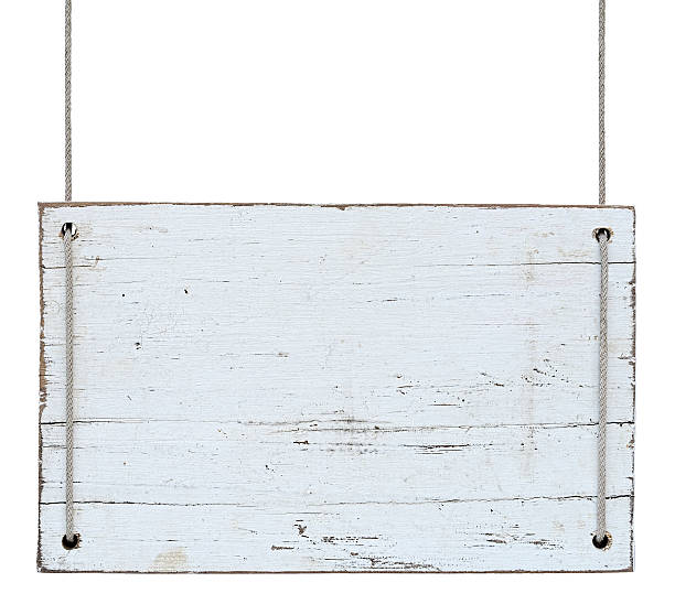 istock Old weathered white wood signboard. 465485081