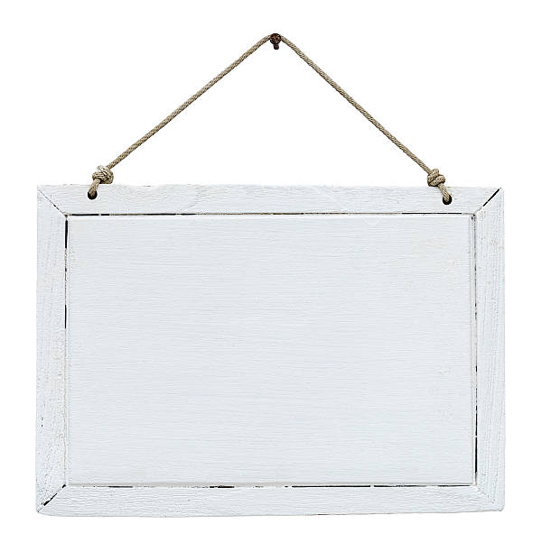 istock Old weathered white wood signboard. 465485109