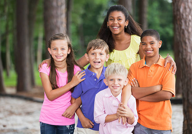istock Group of children in park 465486117