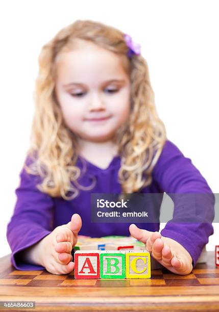 Girl Playing With Blocks Spelling Abc Stock Photo - Download Image Now - 4-5 Years, Alphabet, Alphabetical Order
