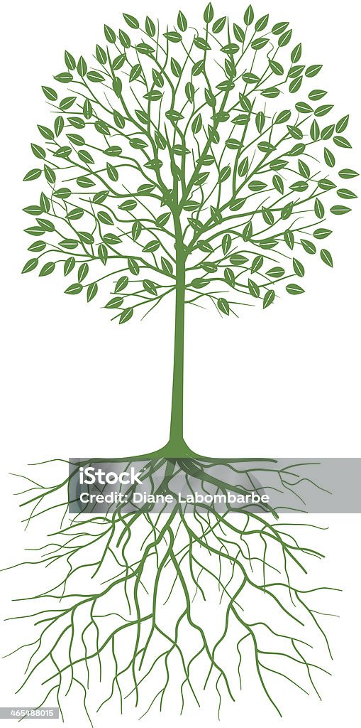 Tree With Roots Silhouette In Silhouette stock vector Tree With Roots Silhouette In Silhouette stock vector