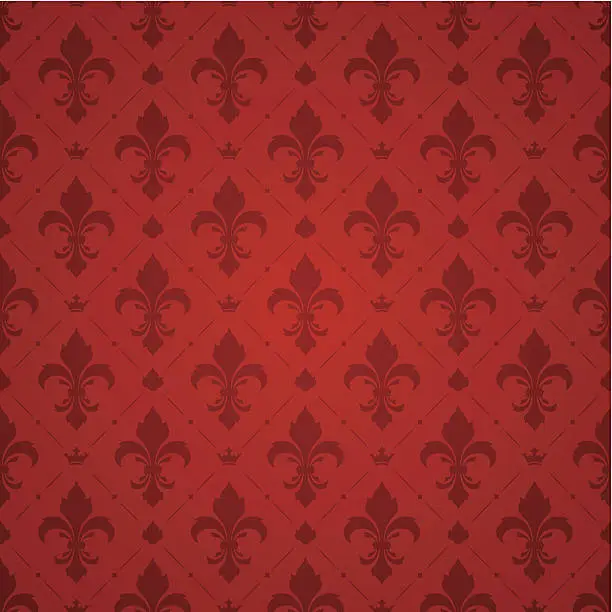 Vector illustration of Fleur De Lys Red Pattern