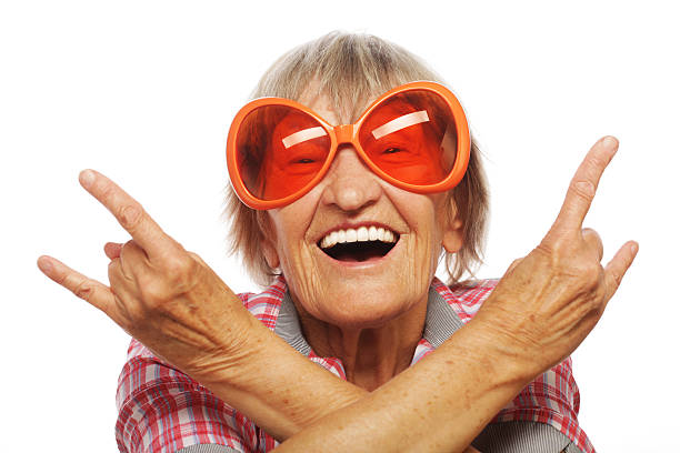 istock Senior woman wearing big sunglasses 465488510