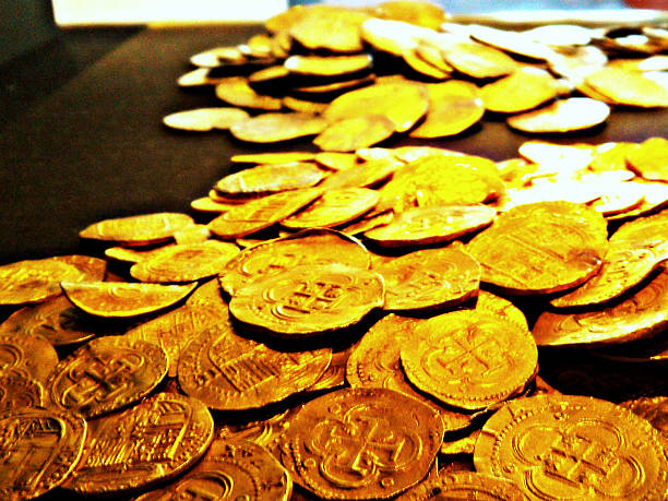 Coins of the Spanish Armada - Belfast Coins from the Spanish Armada - 16th century armada stock pictures, royalty-free photos & images